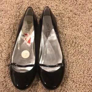 Patent leather look Mary Jane flats. NWOT.